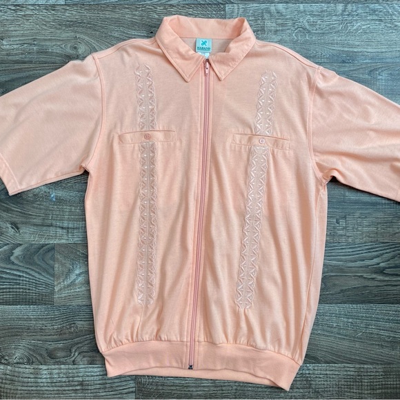 Vintage Peach Zip Up Embroidered Shirt - Picture 13 of 14